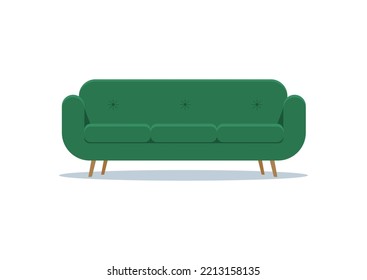 Modern green sofa in flat style vector