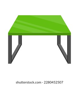Modern green square office table isolated on white background. Modern table icon. Furniture for interior. Vector illustration
