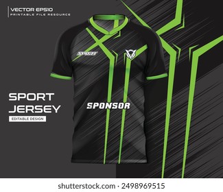 modern green stripe t shirt mockup sport jersey design for football soccer, racing, e sports, running design kit