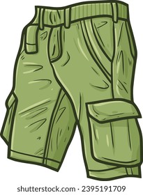 Modern green summer shorts cartoon illustration