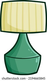 Modern Green Table Lamp Cartoon Illustration