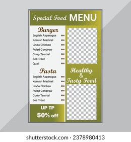 Modern green theme restaurant menu template