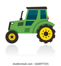 modern green tractor, vector illustration 