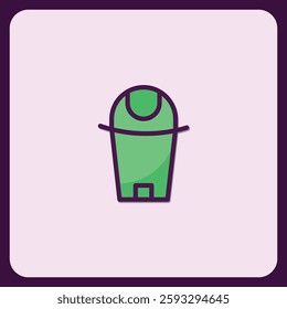 Modern Green Trash Can Icon Design Minimalist Style