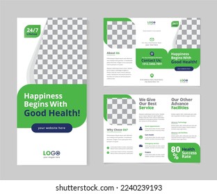 Modern green trifold brochure template. For any type of business and corporate advertising 