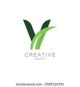 Modernes grünes V-Logo für kreatives Agenturdesign

