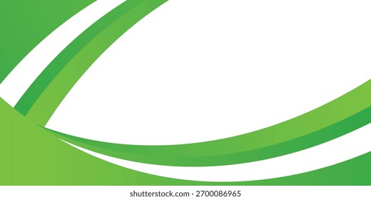 Fondo de onda verde moderno con curvas suaves, tonos degradados y delgadas líneas fluidas blancas y verdes Vector eps10