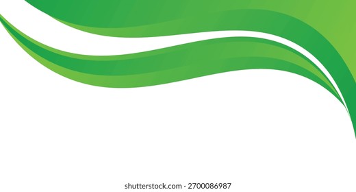 Modern green wave background with smooth curves, gradient tones, and thin white and green flowing lines vector eps10