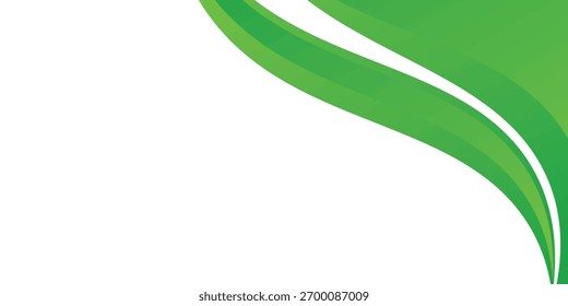 Modern green wave background with smooth curves, gradient tones, and thin white and green flowing lines vector eps10