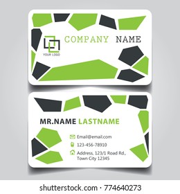 Modern Green White Black Theme of creative business card and name card with horizontal curve corner template for vector design layout standard of size.