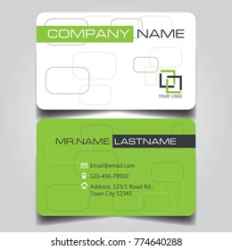 Modern Green White Black Theme of creative business card and name card with horizontal curve corner template for vector design layout standard of size.