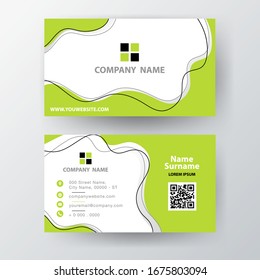 Modern green & white business card template. 