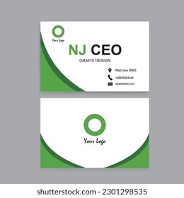 Modern green and white professional business card template