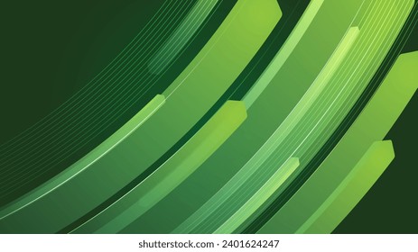 Modern green yellow digital speed tech presentation background with waves. Abstract green eco arrows background with stripes. Vector illustration