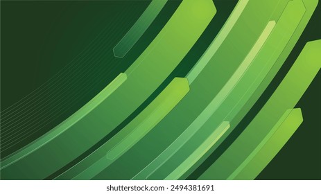 Modern green yellow digital speed tech presentation background with waves. Abstract green eco arrows background with stripes. Vector illustration