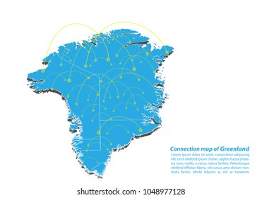 Modern of greenland Map connections network design, Best Internet Concept of greenland map business from concepts series, map point and line composition. Infographic map. Vector Illustration.