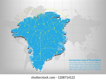 Modern of greenland Map connections network design, Best Internet Concept of greenland map business from concepts series, map point and line composition. Infographic map. Vector Illustration.