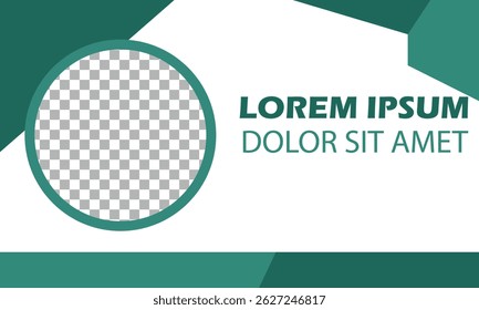 Modern green-themed business or presentation template with a transparent photo placeholder and bold text layout. Ideal for marketing, branding, or profile design.