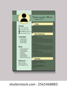 Modern Green-Themed Resume Template for Business Professionals – Editable CV Design with Professional and Clean Layout