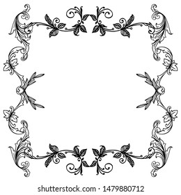 Modern greeting card, with elegant frame, for motif leaf flower. Vector