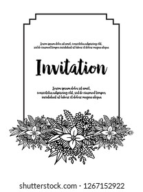Modern Greeting Card Floral Frame Vector Illustration