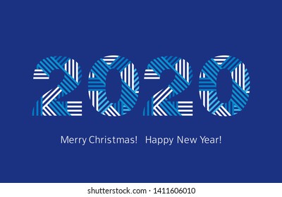Modern Greeting card. Happy New Year 2020. Merry Christmas. Vector.