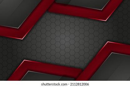 Modern Grey background overlap red with light lines effect