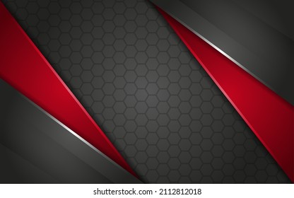 Modern Grey background overlap red with light lines effect