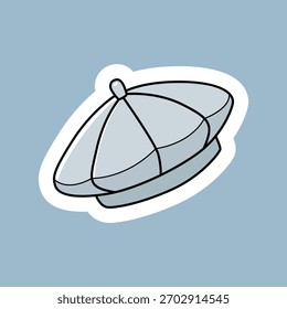 Modern grey beret in flat style
