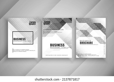 Modern grey geometric business brochure template set vector