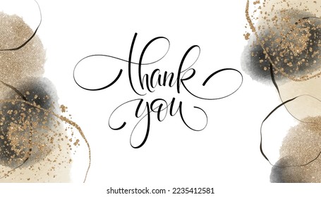 Modern Grey and Gold Thank You card