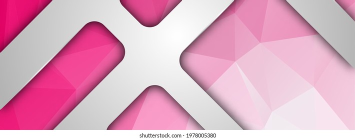 Modern Grey Overlap Layer with Pink Mosaic Textured Combination Background Design. Graphic Design Element.