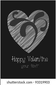 Modern grey pattern heart. Illustration for valentines day.