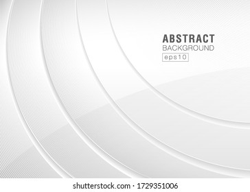 Modern Grey And White Technology Background. Abstract Elements Hi-tech Communication Concept Innovation Backdrop. Circle Empty Space For Your Text. Vector Illustration