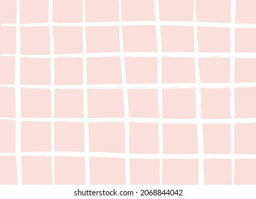 Fondo moderno de cuadrícula en rosa pastel. Fondo dibujado a mano del vector.