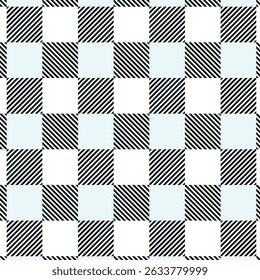 Modern Grid Pattern with Alternating Blue, White, and Striped Squares