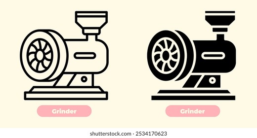 Ícone de moedor moderno para projetos culinários