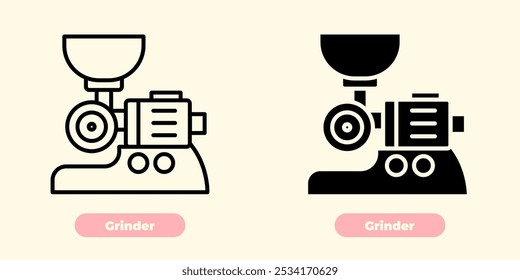 Icono moderno de la amoladora para los Diseños culinarios