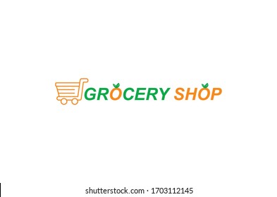 modern grocery logo Supermarket logo template with shopping cart Vector Logo templates