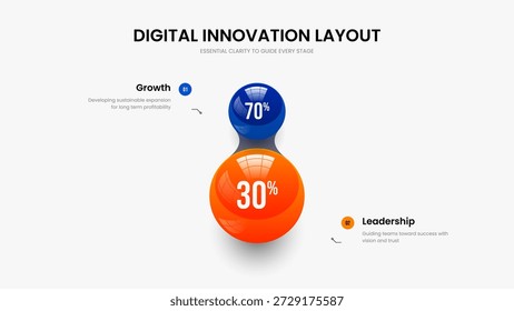 Modern Growth 2 Element Chart Slide Template. Sales Introduction Frame Layout Vector Illustration. Science Showcase Two Option Graph Presentation Design.