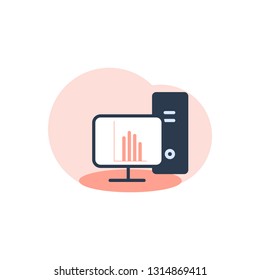 modern Growth Analytics flat style illustration on the desktop screen.Vector 