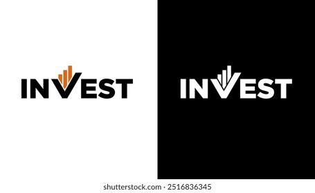 Marca de palavras moderna do design do logotipo de investimento de crescimento. Seta abstrata formas logotipo design na letra V ilustração vetorial gráfico. Símbolo, ícone, criativo.