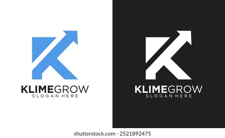 Modern growth logo design . Abstract arrow shapes logo design in initial letter K graphic vector illustration. Symbol, icon, creative template element