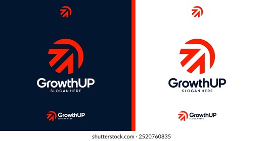 Modern Growth Up logo design. Arrow logo design graphic icon vector. Symbols for business investment, marketing, finance and management companies.