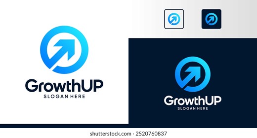 Modern Growth Up logo design. Arrow logo design graphic icon vector. Symbols for business investment, marketing, finance and management companies.