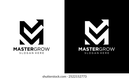 Modernes Wachstum Logo Design anfängliche M. Abstrakte Pfeil Formen Logo Design in Buchstaben M Grafik Vektorgrafik. Symbol, Symbol, kreativ.