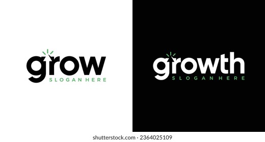 Modern growth logo design wordmark. Negative space arrow abstract shapes logo design graphic vector illustration. Symbol, icon, creative.