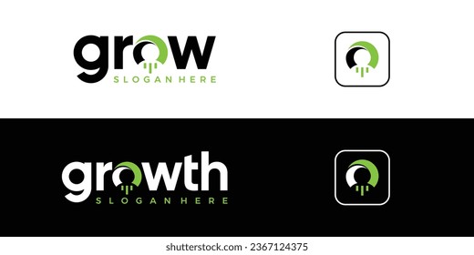 Modern growth logo design wordmark graphic vector illustration. Symbol, icon, creative.