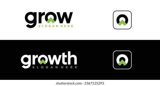 Modern growth logo design wordmark. Abstract arrow shapes logo design in letter O graphic vector illustration. Symbol, icon, creative.