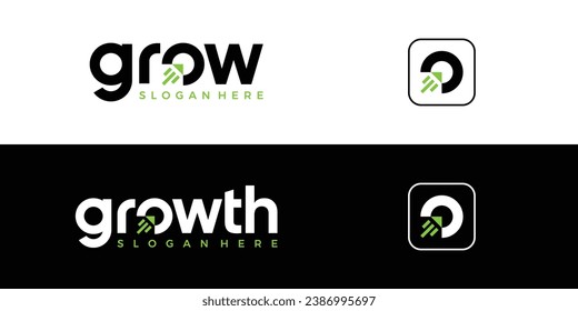 Modern growth logo design wordmark. Abstract arrow shapes logo design in letter O graphic vector illustration. Symbol, icon, creative.